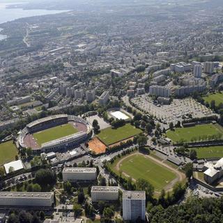 Vue aérienne du stade de la Pontaise, à Lausanne. [Laurent Gillieron - Keystone]