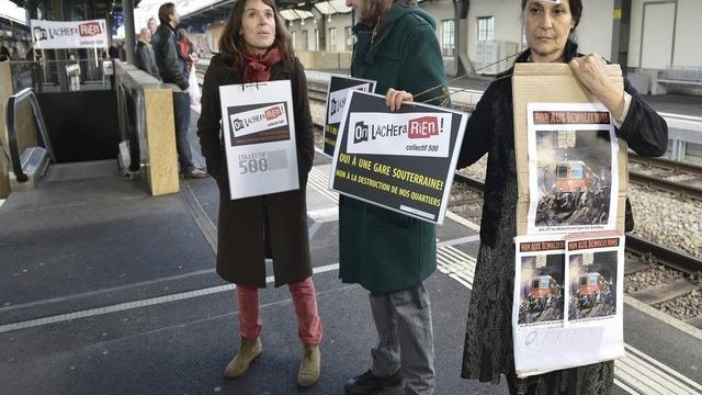 Le collectif 500 lutte depuis fin 2011 contre l'agrandissement en surface de la gare Cornavin. [Martial Trezzini / Keystone]