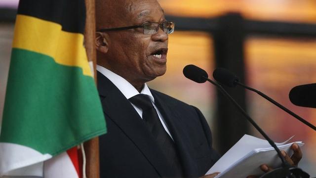 Mardi, l'actuel président sud-africain Jacob Zuma a reçu un accueil glacial lors de son discours. [Matt Dunham - AP Photo - Keystone]