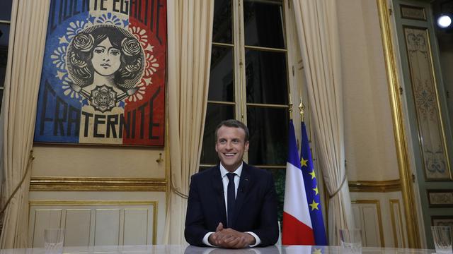 Le président français Emmanuel Macron à l'Elysée, le 15 octobre 2017. [Keystone - Philippe Wojazer]