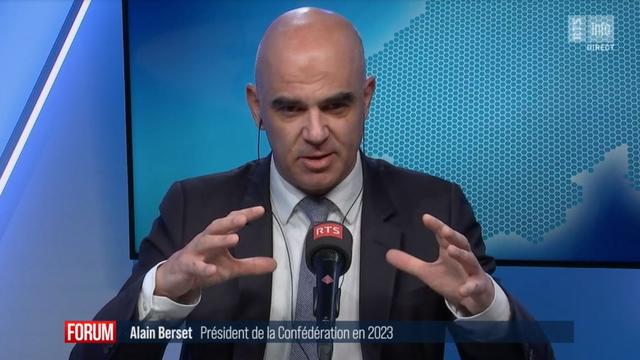 Alain Berset interviewé dans l'émission Forum du vendredi 16 décembre 2022. [RTS]