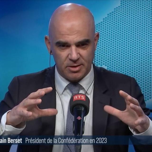 Alain Berset interviewé dans l'émission Forum du vendredi 16 décembre 2022. [RTS]