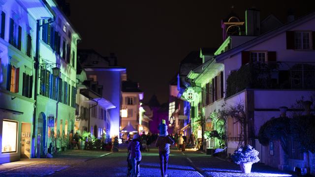 Le Festival des Lumières de Morat (FR) n'a pas autant brillé que prévu cette année. [Keystone - Anthony Anex]