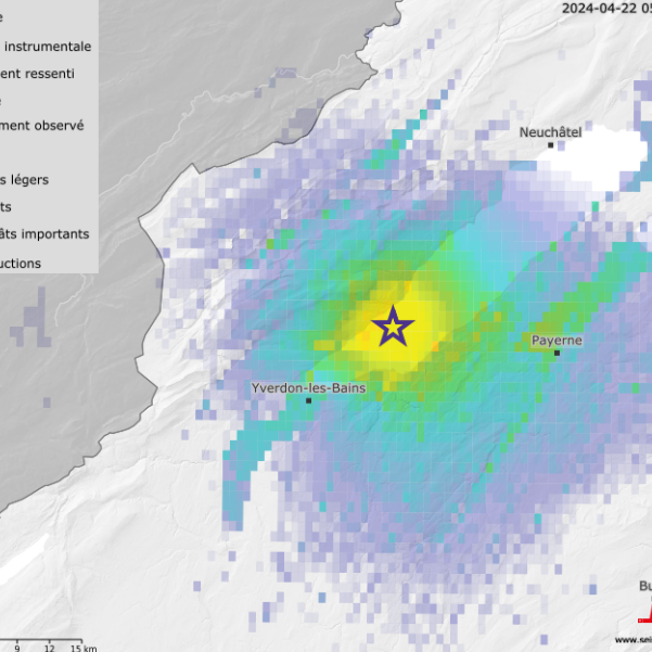 Un séisme de magnitude 3,8 a secoué cette nuit le Nord vaudois. [Service sismologique suisse]
