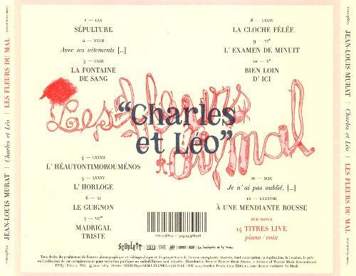 Dos de la pochette de l'album "Charles et Léo" du chanteur français Jean-Louis Murat. [V2 - Scarlett]