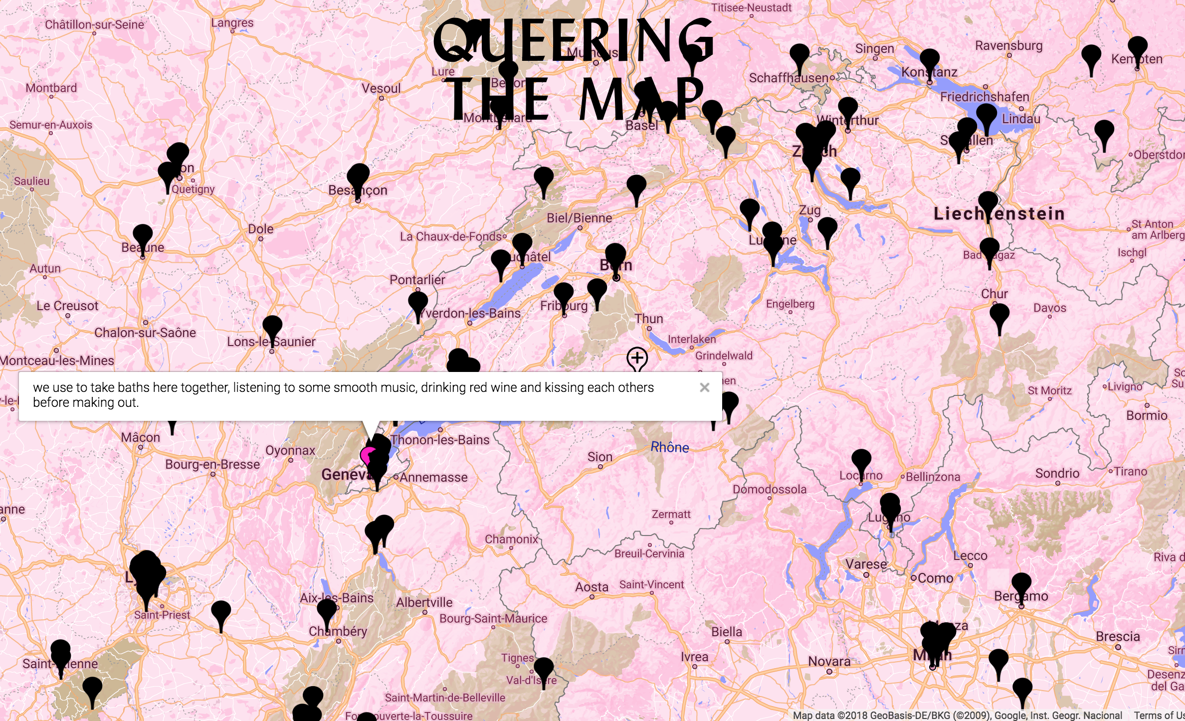 Capture d'écran du site "Queering the map". [Queering the map]
