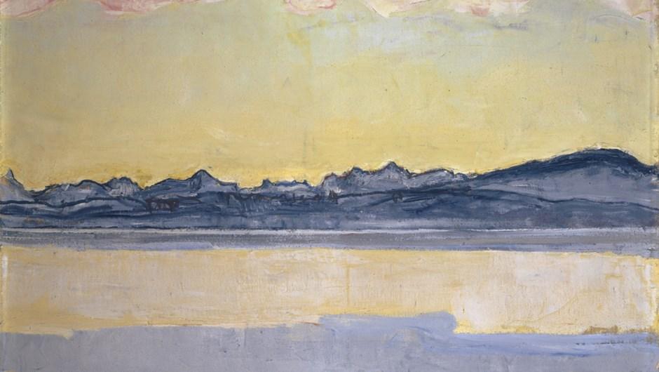 "Le Léman et le Mont-Blanc aux nuages roses" (1918) [@Archives Jura Brüschweiler - Pierre Montavon]