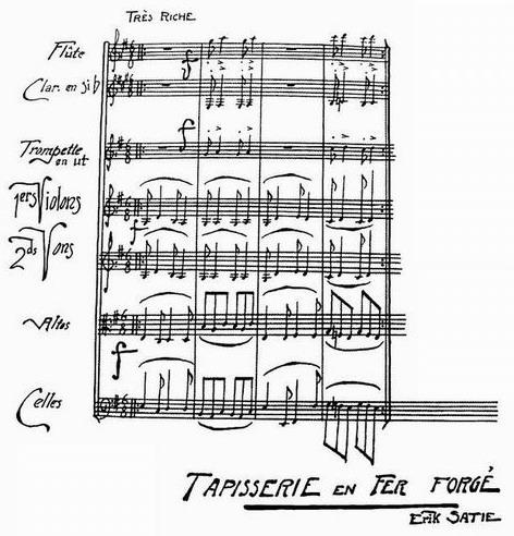 Une partition de "Tapisserie en fer forgé" d'Eric Satie, 1924. [DP]