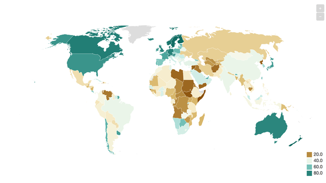 L'indice de perception de la corruption dans le monde 2017.