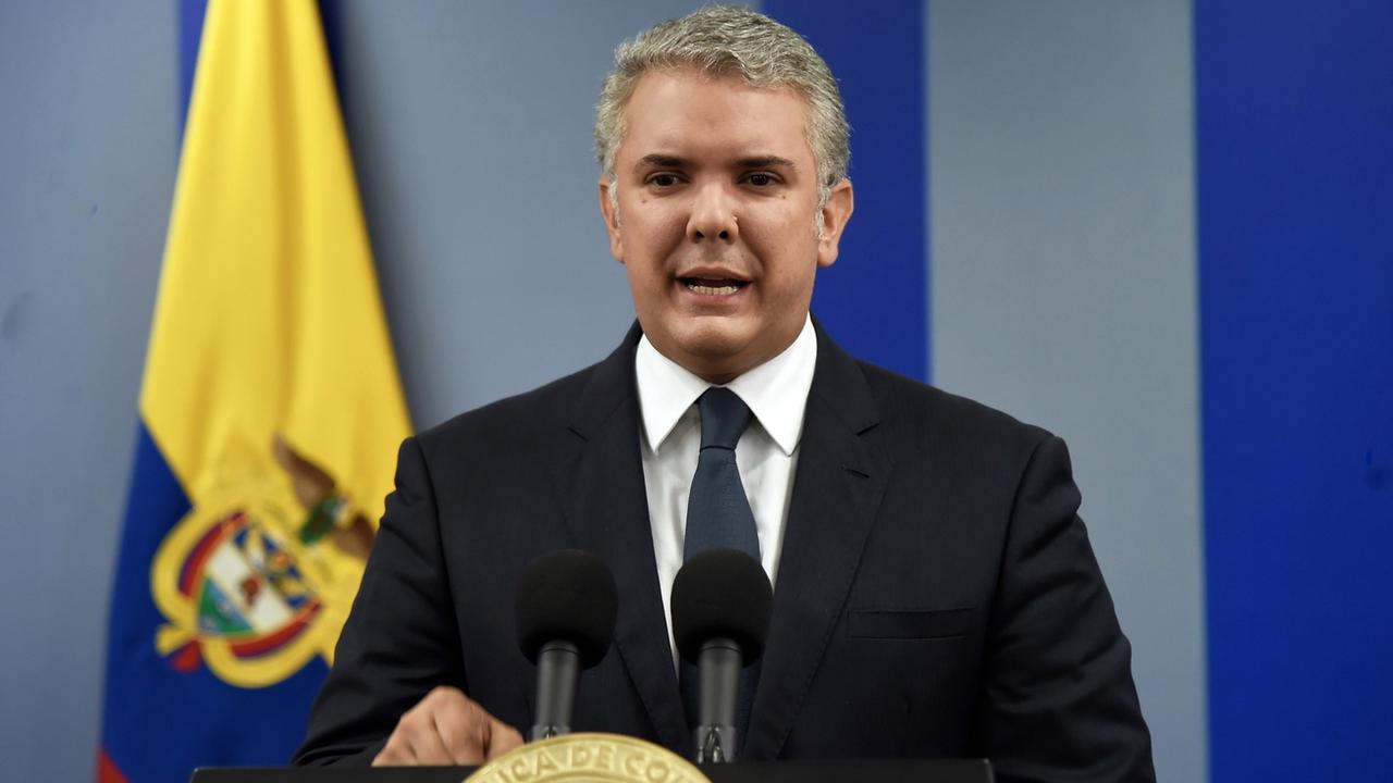 Le président colombien Ivan Duque a appelé vendredi soir à une "conversation nationale". [EPA - Nicolas Galeano]