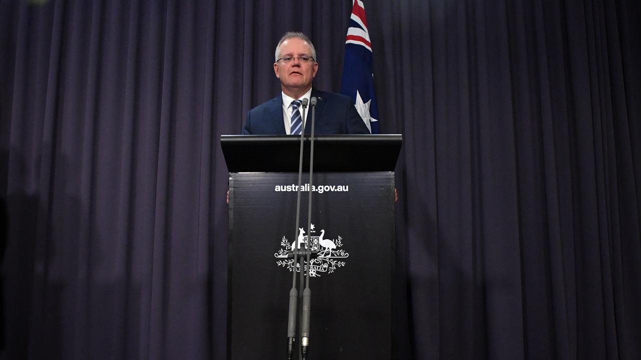 Le Premier ministre australien Scott Morrison lors d'une conférence de presse. [EPA - Mick Tsikas]