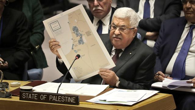 Mahmoud Abbas considère que le plan israélo-américain fait de la Palestine un "fromage suisse". [AP Photo - Seth Wenig]