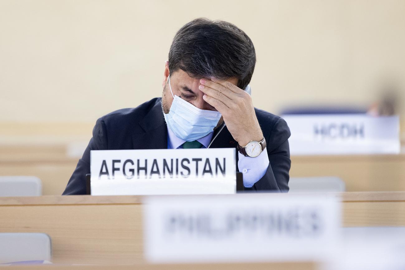 Nasir Ahmad Andish, ambassadeur de l'Afghanistan auprès de l'ONU à Genève, lors de la session du Conseil des droits de l'homme. [Keystone - Salvatore Di Nolfi]