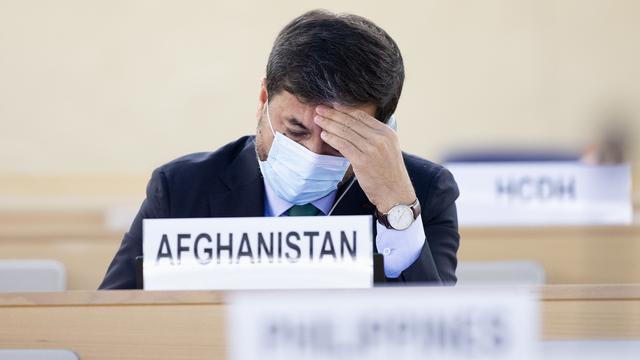 Nasir Ahmad Andish, ambassadeur de l'Afghanistan auprès de l'ONU à Genève, lors de la session du Conseil des droits de l'homme. [Keystone - Salvatore Di Nolfi]