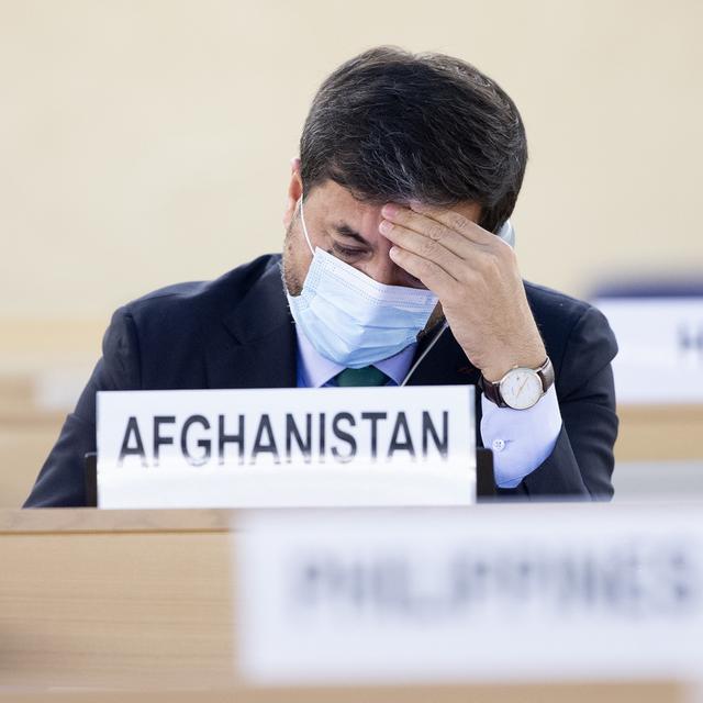 Nasir Ahmad Andish, ambassadeur de l'Afghanistan auprès de l'ONU à Genève, lors de la session du Conseil des droits de l'homme. [Keystone - Salvatore Di Nolfi]