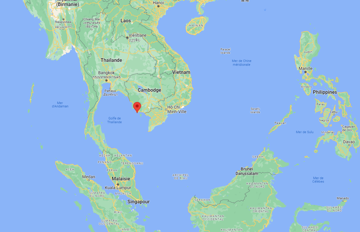 La base navale cambodgienne de Ream, sur la rive nord-est du Golfe de Thaïlande. [Google Maps]