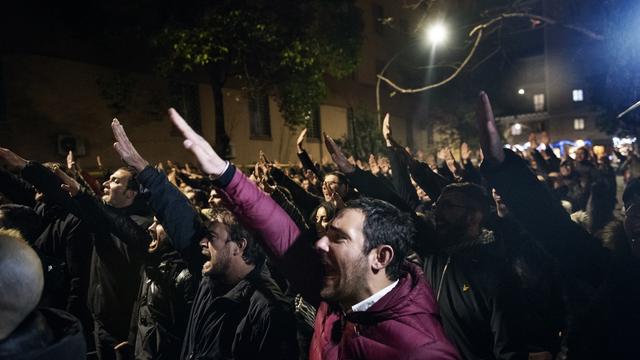 Par le passé, cette commémoration a déjà donné lieu à scènes similaires, comme ici, à Rome, le 7 janvier 2019. [AFP - Michele Spatari]