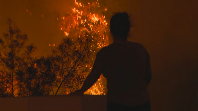 Capture d'écran de l'incendie à Madère. [EBU]