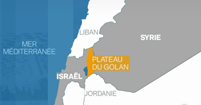 Capture d'écran d'une carte montrant le plateau du Golan. [RTS]