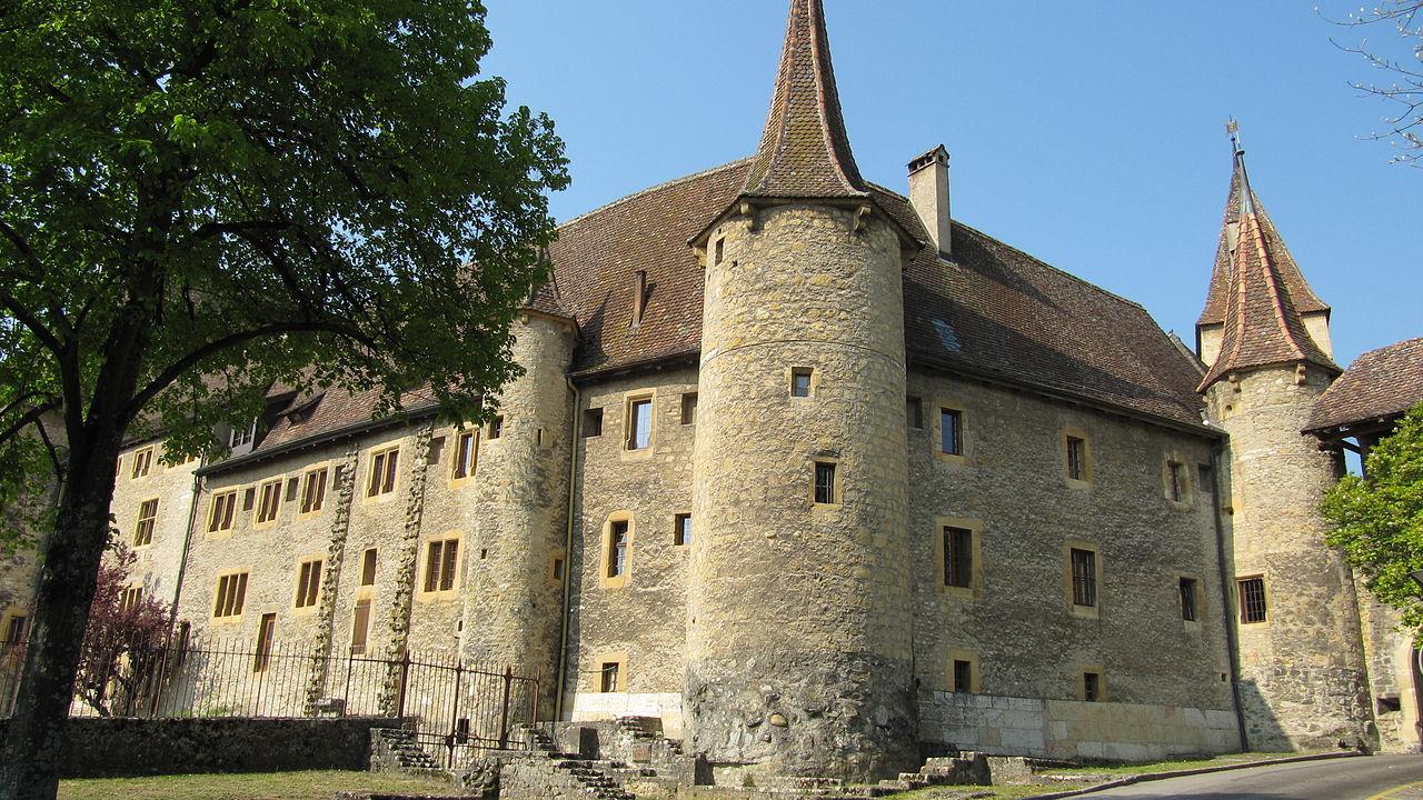 Le château de Colombier (NE), dans la commune de Milvignes. [CC-by-SA - P.Lechien]