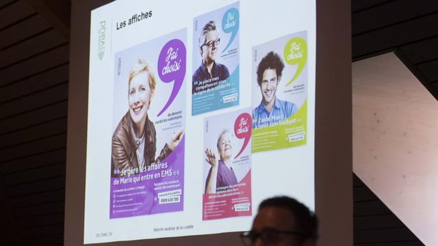 Présentation des affiches de promotion des curatelles à   la presse, ce lundi 29 mai 2017 à Lausanne.