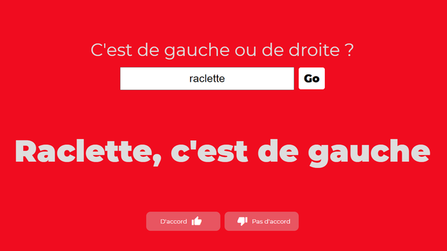 Réponse du site "De gauche ou de droite?" concernant la raclette. [Théo Delemazure - DR]