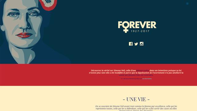 Capture d'écran de la page d'accueil du webdocumentaire consacré à Simone Veil, mis en ligne mercredi par l'association anti-IVG Les Survivants.