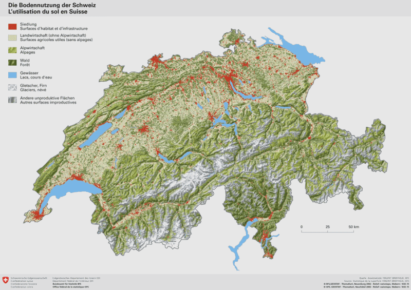 Carte de l'utilisation de territoire de l'OFS