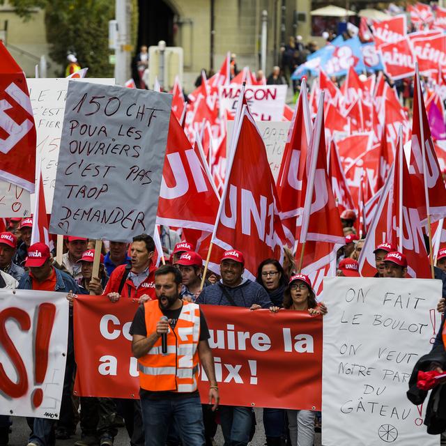 Des actions de protestation sont prévues dans toute la Suisse dès la mi-octobre. [Keystone - Jean-Christophe Bott]