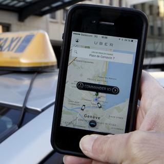 Un utilisateur d'Uber à Genève (image d'illustration). [Keystone - Salvatore Di Nolfi]
