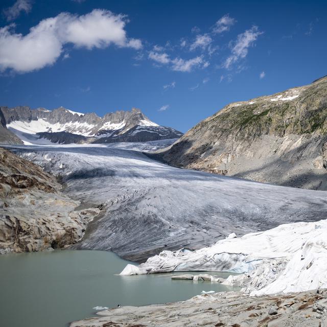 Le glacier du Rhône photographié en août 2021. [Keystone - Laurent Gillieron]