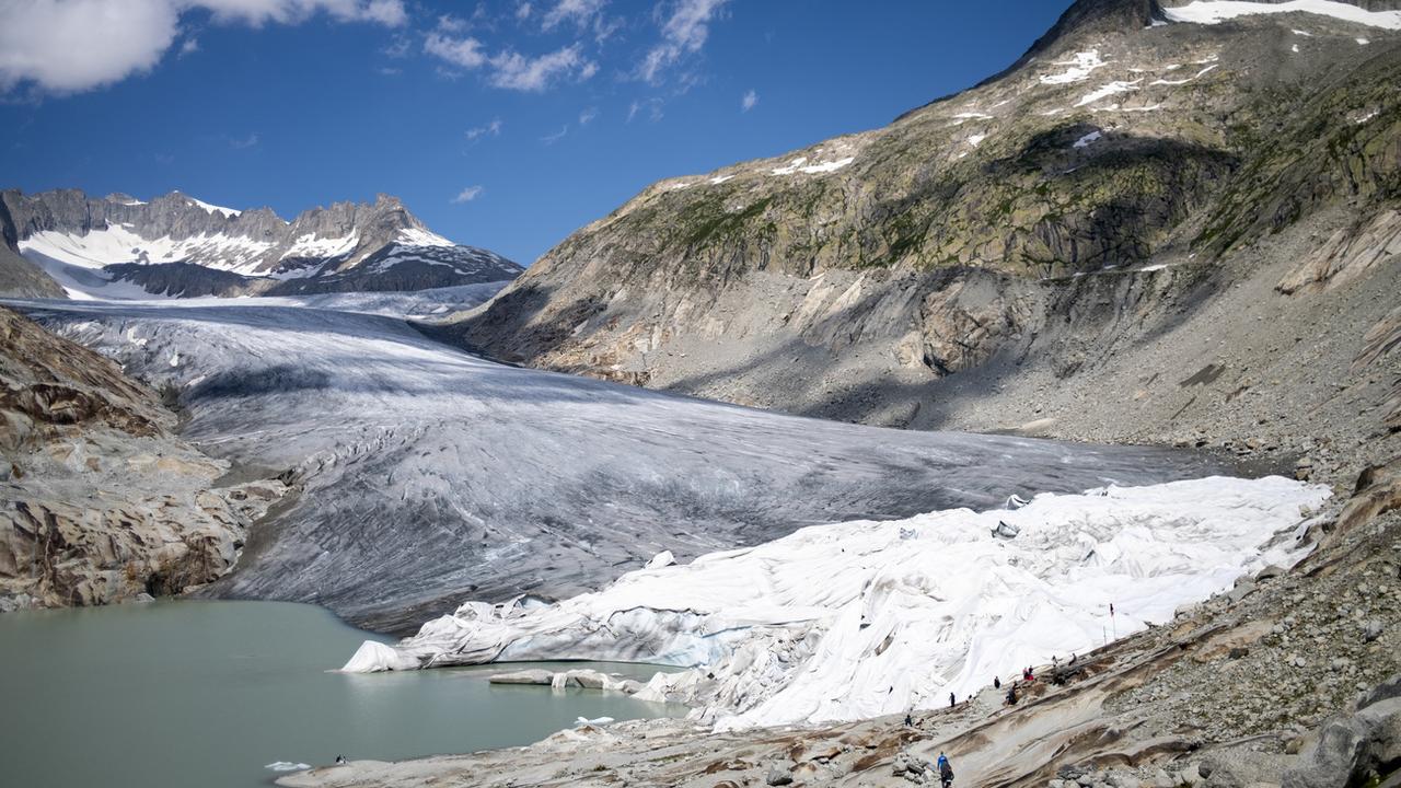 Le glacier du Rhône photographié en août 2021. [Keystone - Laurent Gillieron]