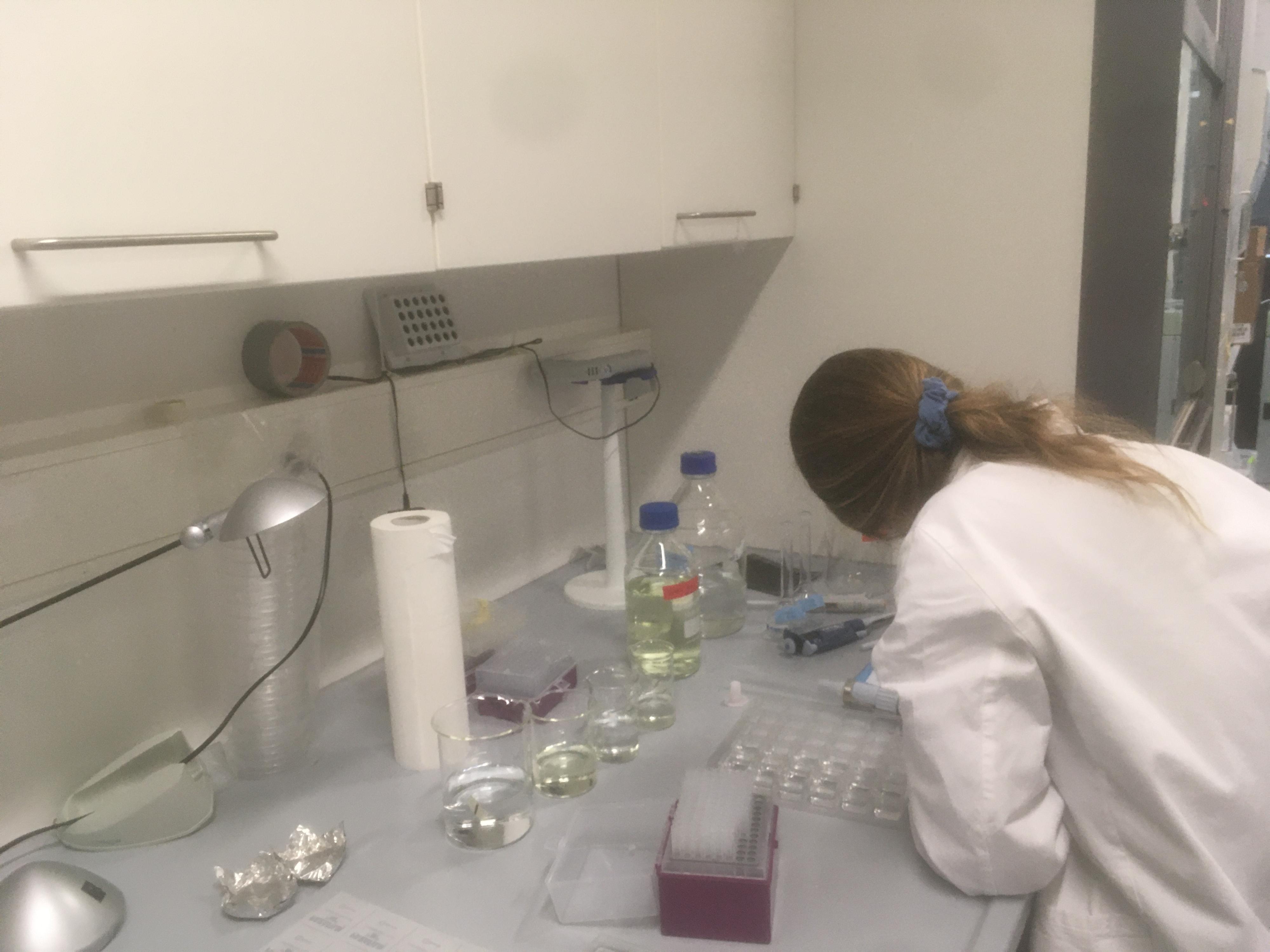 Yara Morize, étudiante en médecine, étudie l’impact des médicaments sur l’environnement dans un laboratoire de l’Unil [RTS - Pauline Rappaz]