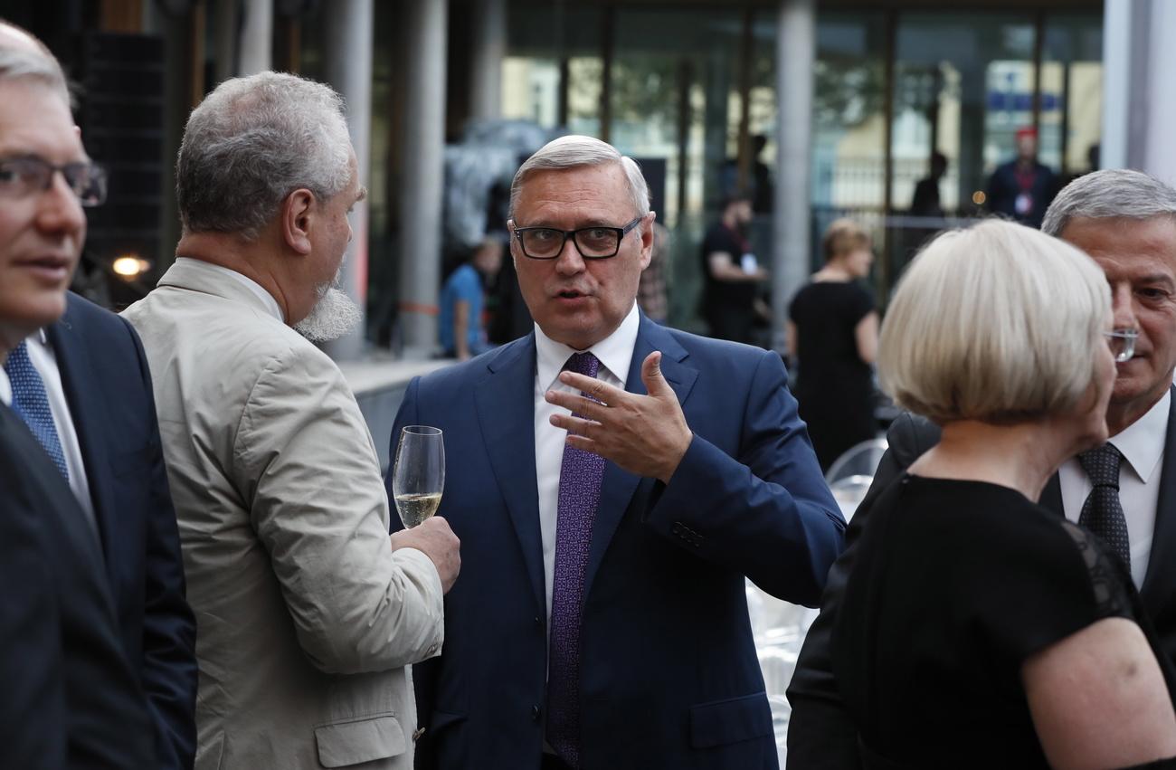 Mikhaïl Kassianov à l'inauguration du nouveau bâtiment de l'ambassade de Suisse à Moscou, le 18 juin 2019. [Keystone - EPA/Yuri Kochetkov]