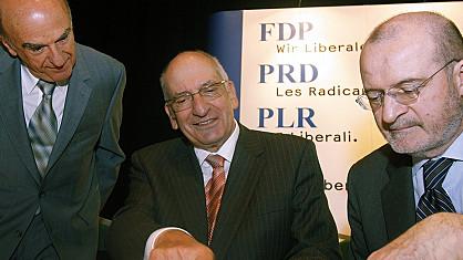 Les ténors du PRD: H-R. Merz, Pascal Couchepin et Fulvio Pelli