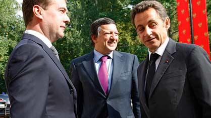 Dmitri Medvedev a reçu José Manuel Barroso et Nicolas Sarkozy.