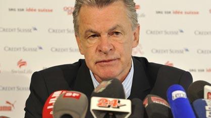 La mine des mauvais jours pour le coach Ottmar Hitzfeld.