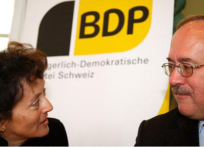 Eveline Widmer-Schlumpf et Samuel Schmid étaient les poids lourds du PBD fondé en août 2008.