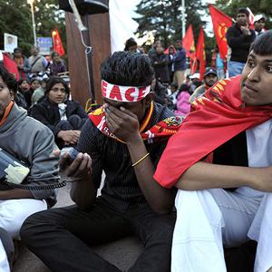 Des tamouls manifestent depuis dimanche à Genève en faveur des civils.