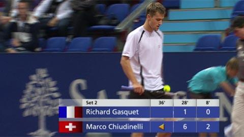 Tennis / Swiss Indoors (1/4) - 2e set: Chiudinelli fait le break rapidement face à Gasquet (2)