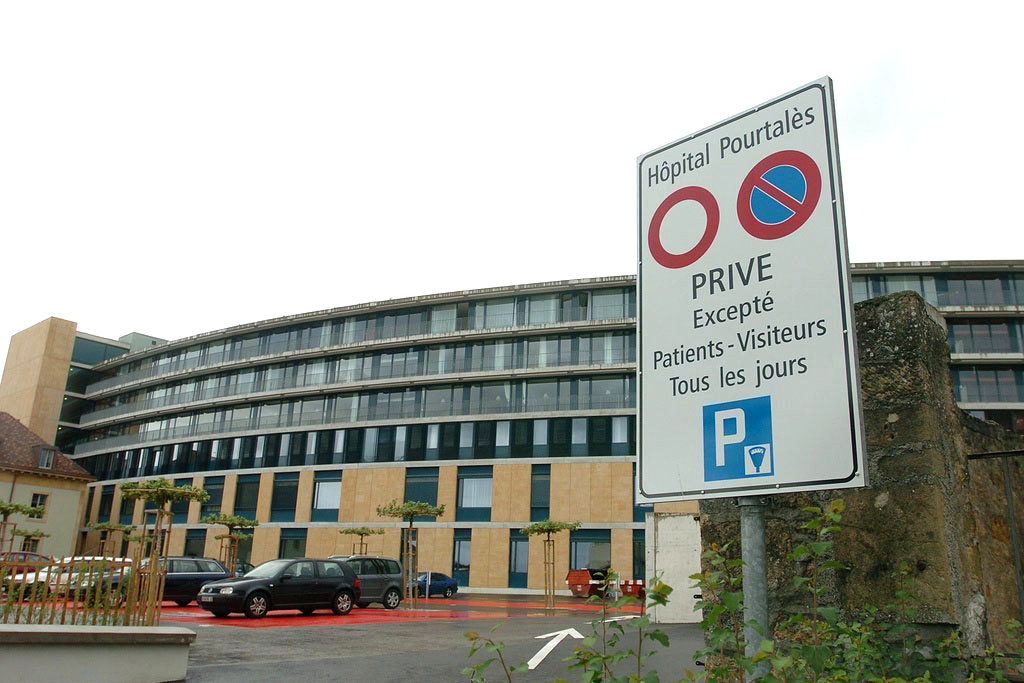 L'hôpital Pourtalès, à Neuchâtel, où les malades de la grippe A/H1N1 sont reçus.