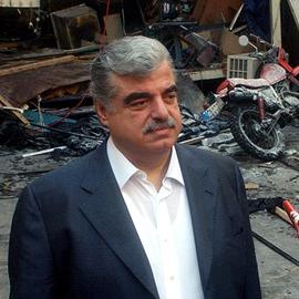 Rafic Hariri, ici à Beyrouth en 2003, après une attaque contre la télévision.