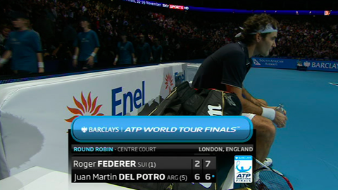Tennis / Masters: Roger Federer décroche le 2e set au tie-break contre Juan Martin del Potro.