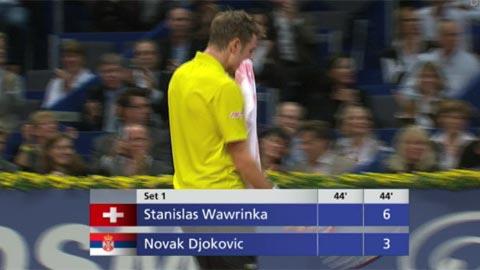 Tennis / Swiss Indoors (1/4): Wawrinka remporte le premier set face é Djokovic au terme d'un superbe 9e jeu (2)