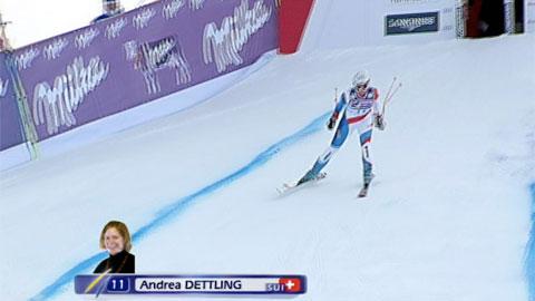 Ski alpin / super-combiné Val-d'Isère: la chute d'Andrea Dettling (SUI) (1)