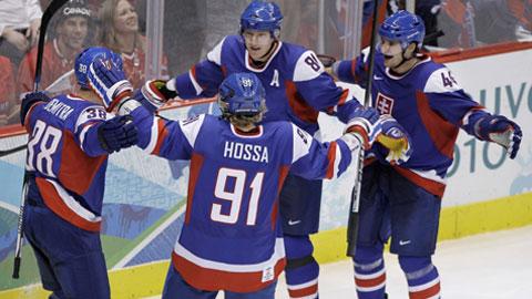 La joie des Slovaques après le 1-1 de Marian Hossa.