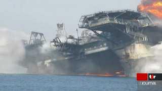 Une plate-forme pétrolière a sombré au large de la Louisiane après avoir brûlé pendant 36 heures