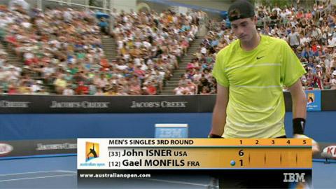 Tennis / Open d'Australie: John Isner (USA) – Gaël Monfils (FRA). Le «géant» américain expédie la 1re manche en 19 minutes (1)