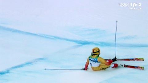 JO Vancouver / Ski alpin (super-G): la chute de Emily Brydon (CAN), l'abandon de Nadja Kamer (SUI) (1)