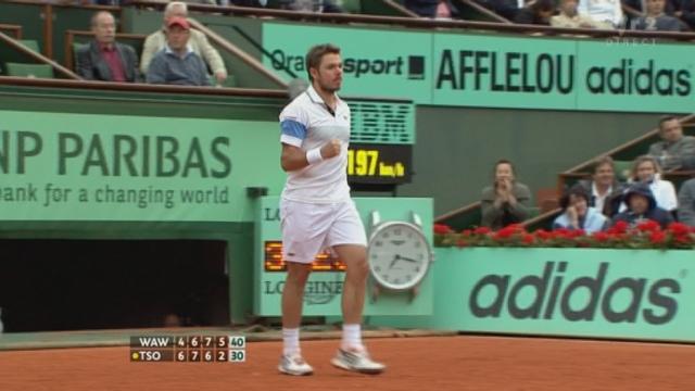 Tennis / Roland-Garros (3e tour) : 2 sets partout ! Stan Wawrinka revient superbement sur Tsonga et se place en favori pour gagner le match.